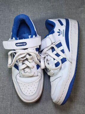 Adidas Forum Low White Blue Sneakers Women's Size 5.5 Strap Basketball Shoes